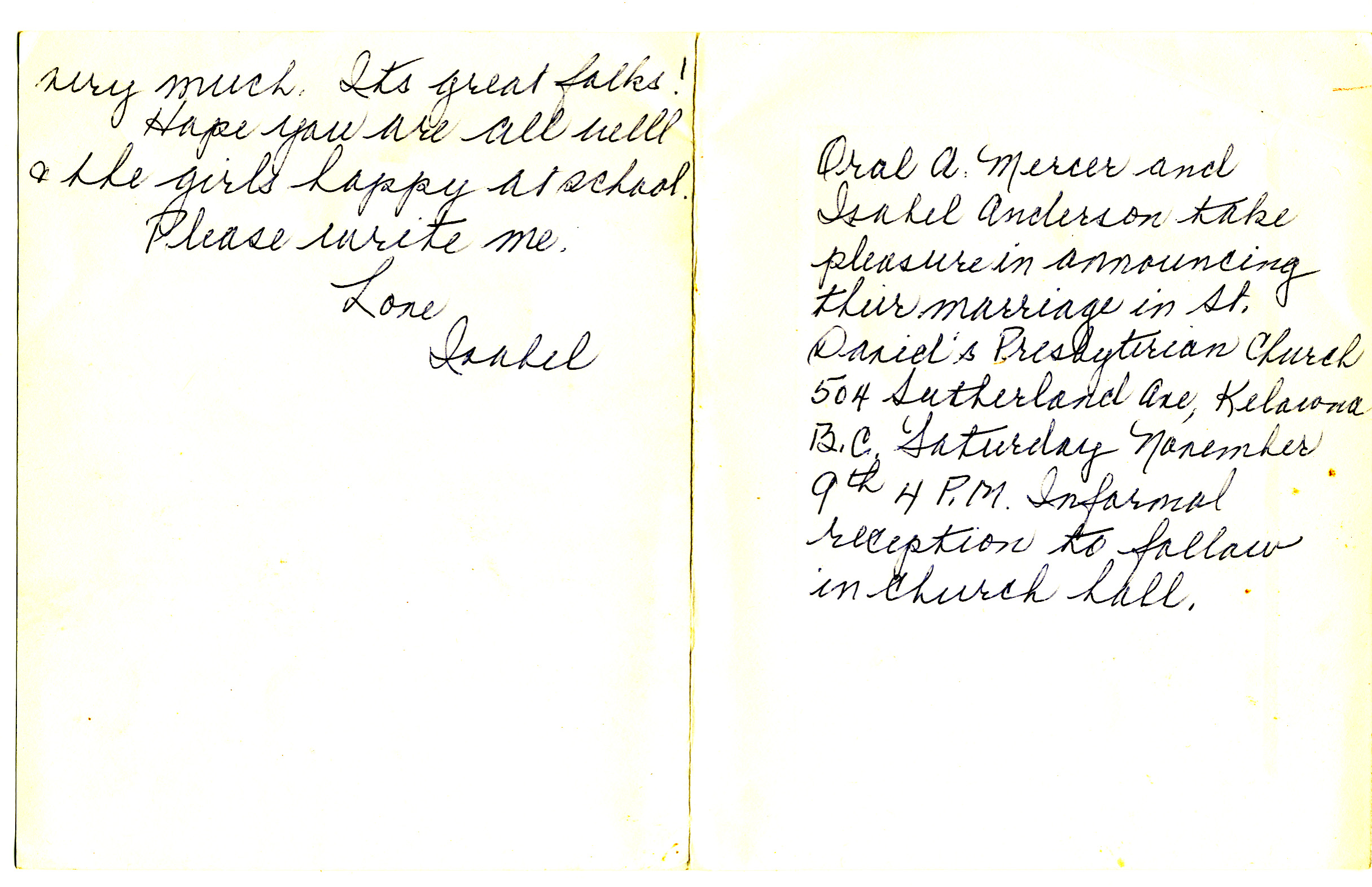isobels note to Jan anderson on second marriage