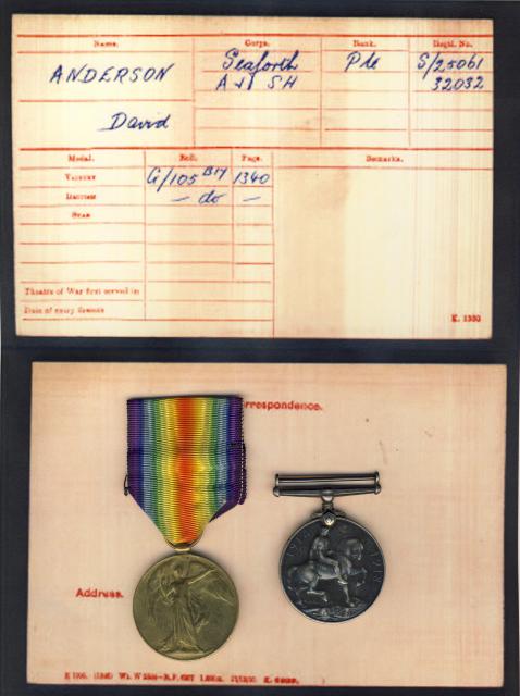 medal record with medals ww1