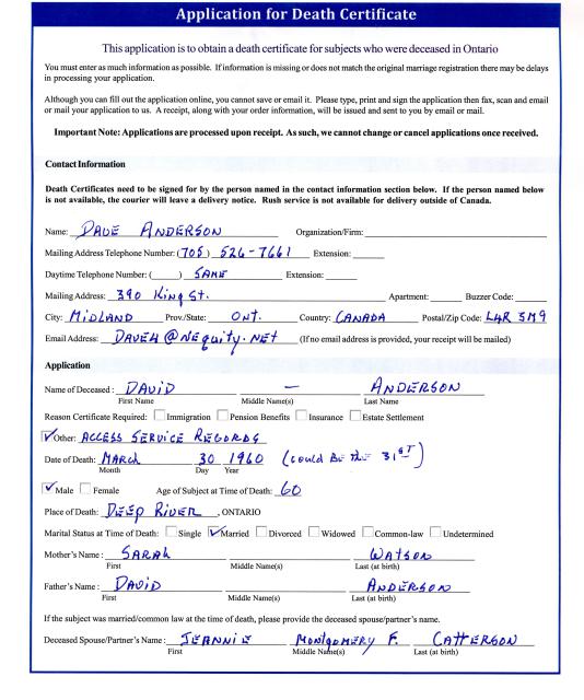 Page 1 application for death certificate