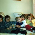 on couch with cousins