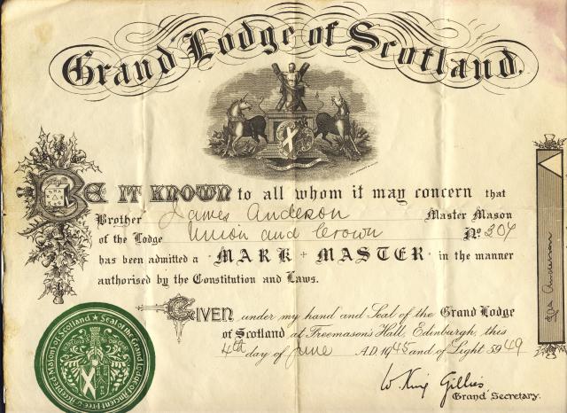 James masons certificate