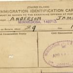 James Anderson immigration card 