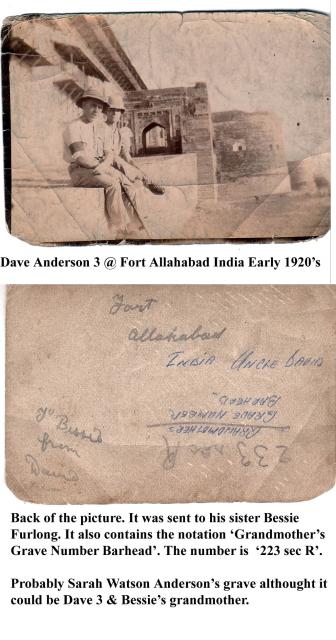 Dave Anderson 3 in India early 1920's plus grave number