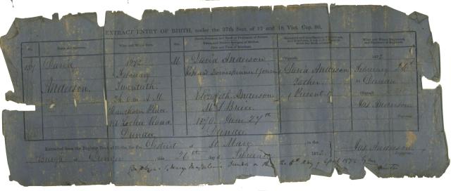 dave 2 birth certificate 1872