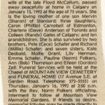Mary McCallum death notice 1992